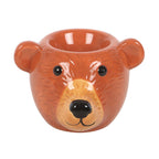 Ceramic bear-shaped wax melt burner on a white background