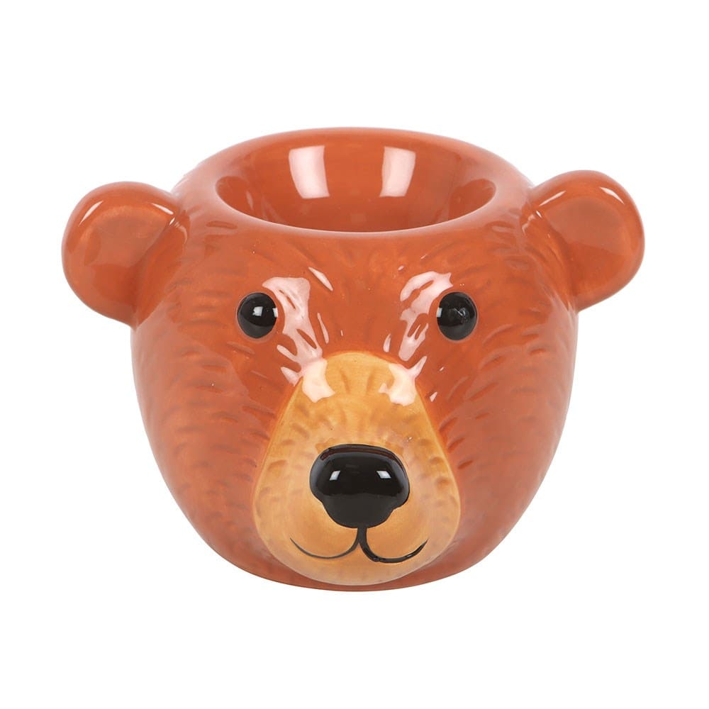Ceramic bear-shaped wax melt burner on a white background