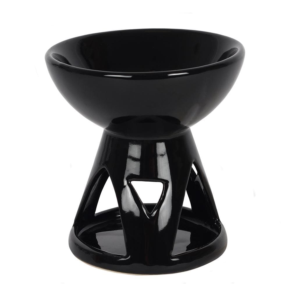 Black ceramic oil burner on a white background