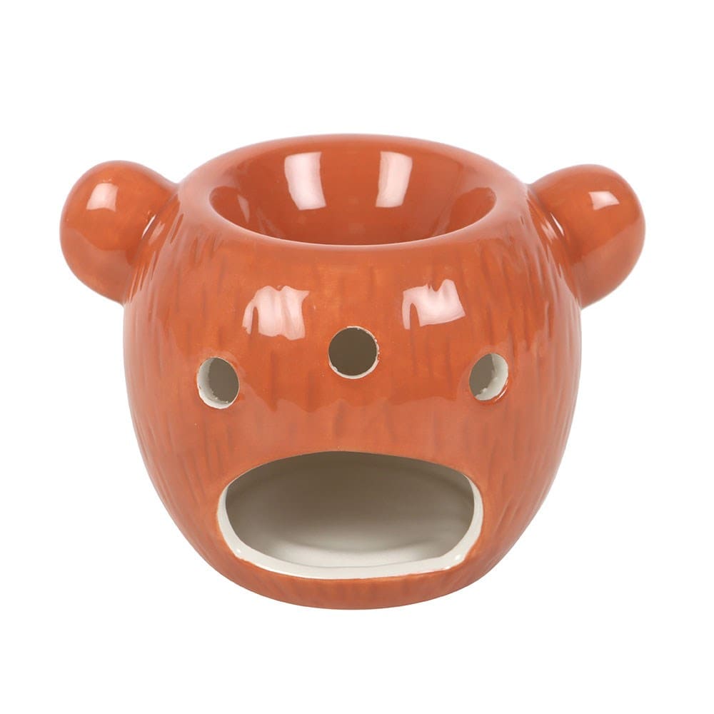 Ceramic bear-shaped wax melt burner on a white background