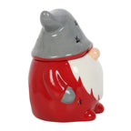 Santa styled Red gnome Gonk wax melt burner with a grey hat lid on a white background